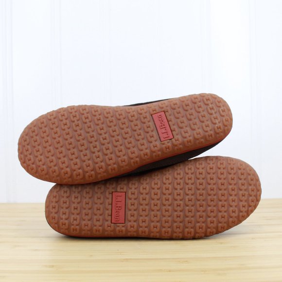 LL BEAN Brown Suede Slide On Open Heel Mountain Slipper Scuffs Size 12 M - Picture 9 of 9
